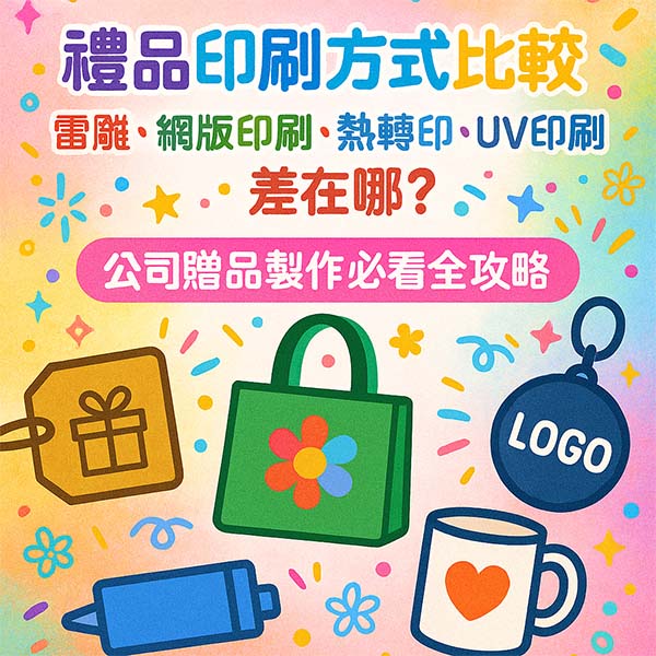 禮品印刷方式比較：雷雕、網版印刷、熱轉印、UV印刷與壓印工藝差在哪？公司贈品製作必看全攻略