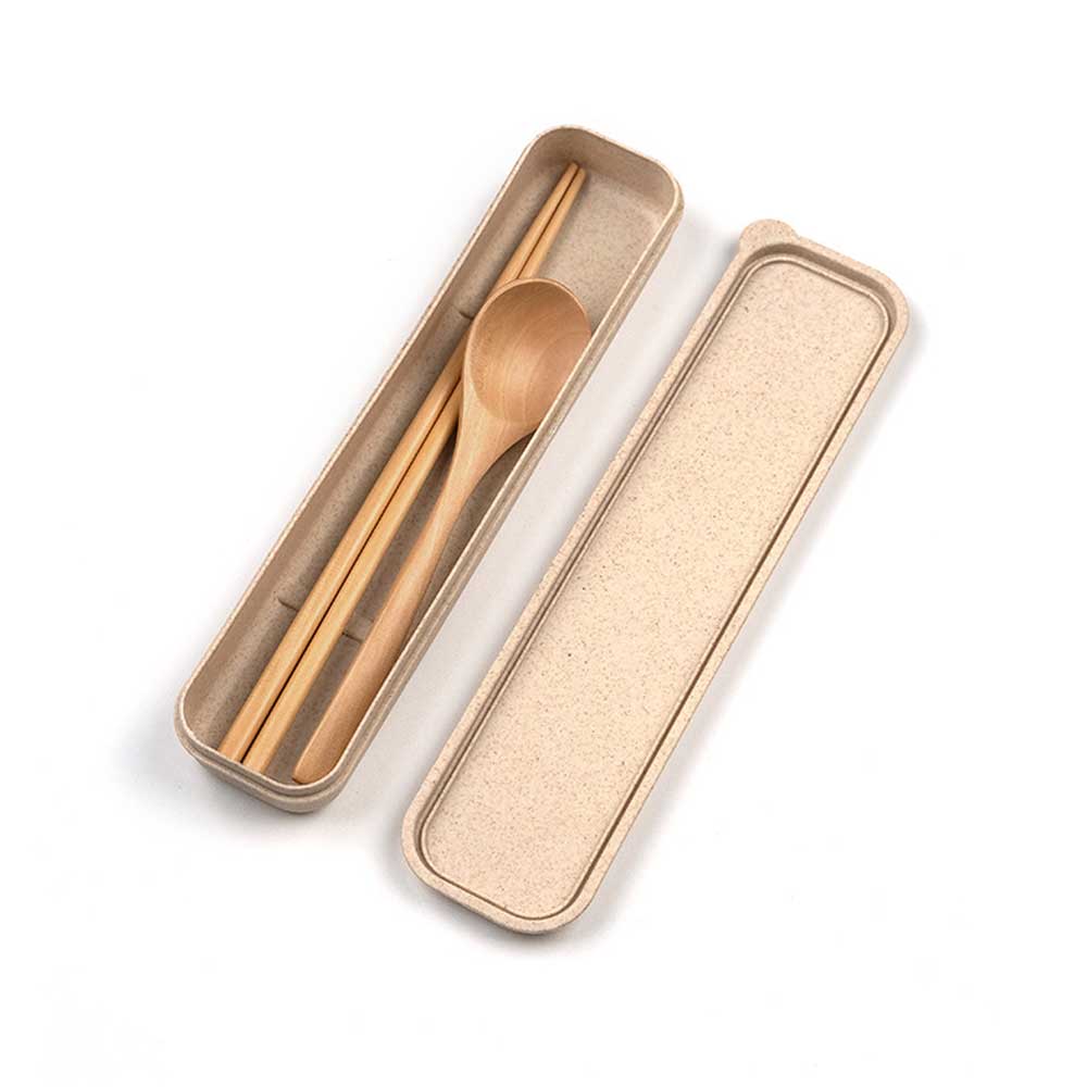 木質筷子湯匙環保餐具組(木頭餐具)